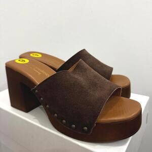 VERDEROSMARINO Genuine Leather Brown Platform Sandals